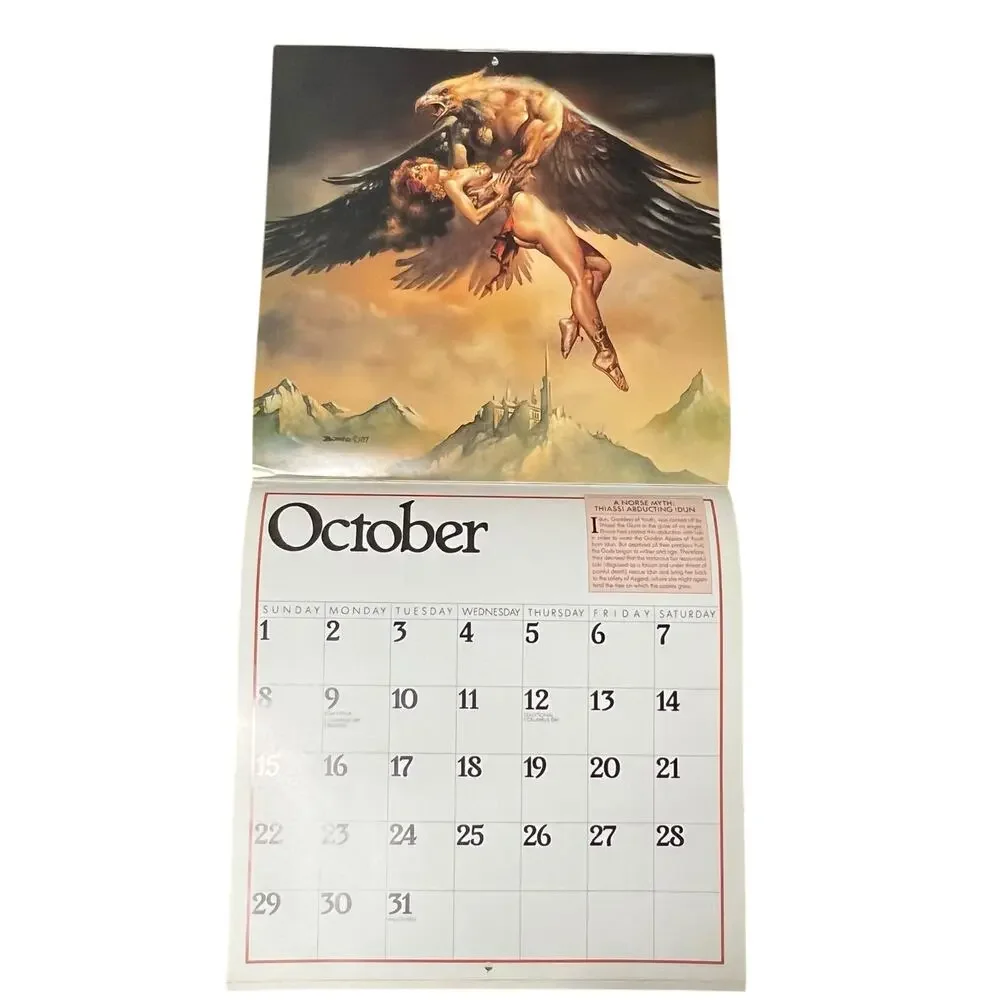 1989 Boris Vallejo Mythology Calendar Unused same dates again in 2034